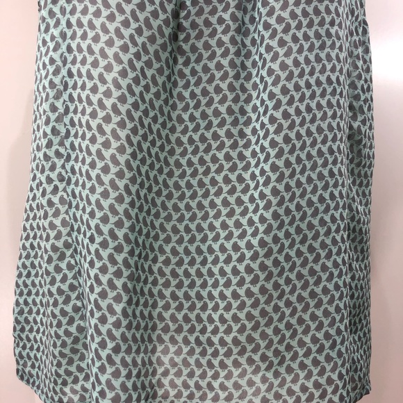 Robin-K Semi-Sheer Robin / Bird Print Ruffle Top - Picture 3 of 9